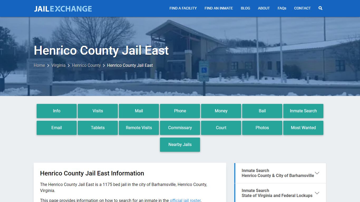 Henrico County Jail East, VA Inmate Search, Information