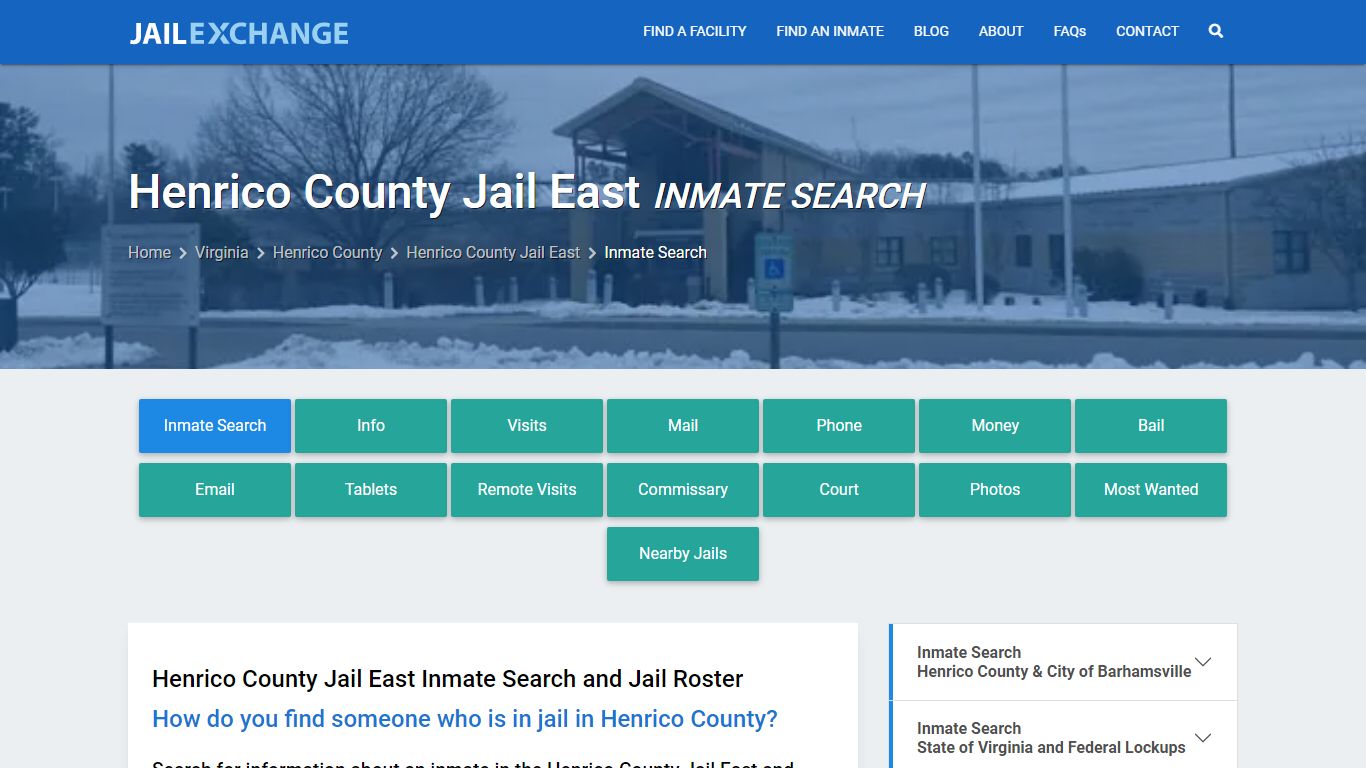 Henrico County Jail East Inmate Search - Jail Exchange